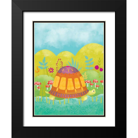 Happy Turtle I Black Modern Wood Framed Art Print with Double Matting by Zarris, Chariklia