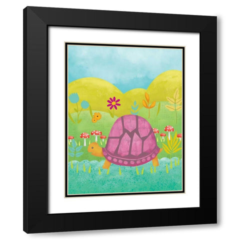 Happy Turtle II Black Modern Wood Framed Art Print with Double Matting by Zarris, Chariklia