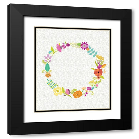 Girly Wreath II Black Modern Wood Framed Art Print with Double Matting by Zarris, Chariklia