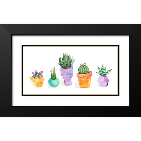 Succulent Display II Black Modern Wood Framed Art Print with Double Matting by Ewer, Rebekah