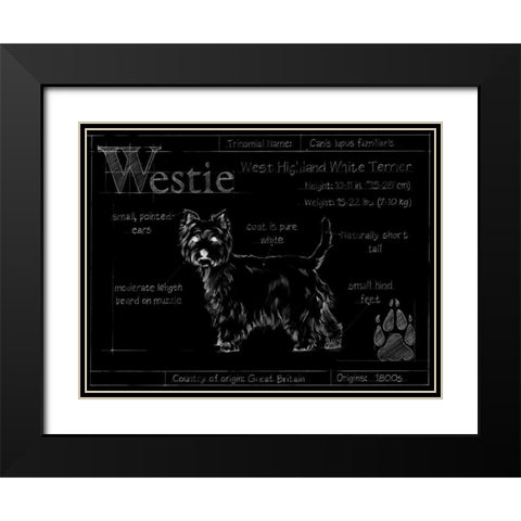 Blueprint Westie Black Modern Wood Framed Art Print with Double Matting by Ethan Harper