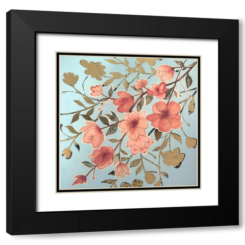 Golden Cherry Blossoms II Black Modern Wood Framed Art Print with Double Matting by Popp, Grace