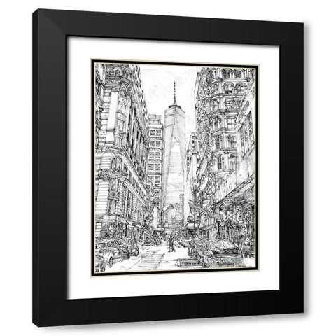 City in Black and White I Black Modern Wood Framed Art Print with Double Matting by Wang, Melissa