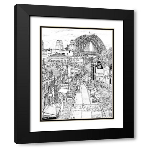 City in Black and White II Black Modern Wood Framed Art Print with Double Matting by Wang, Melissa