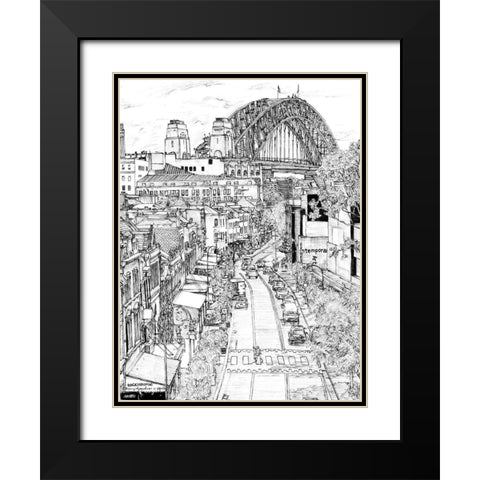 City in Black and White II Black Modern Wood Framed Art Print with Double Matting by Wang, Melissa