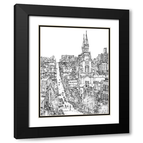 City in Black and White IV Black Modern Wood Framed Art Print with Double Matting by Wang, Melissa