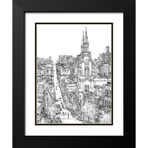 City in Black and White IV Black Modern Wood Framed Art Print with Double Matting by Wang, Melissa