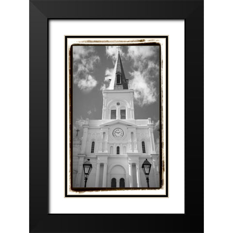 St. Louis Cathedral, Jackson Square I Black Modern Wood Framed Art Print with Double Matting by DeNardo, Laura