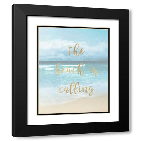 The Beach is Calling Black Modern Wood Framed Art Print with Double Matting by Robinson, Emily