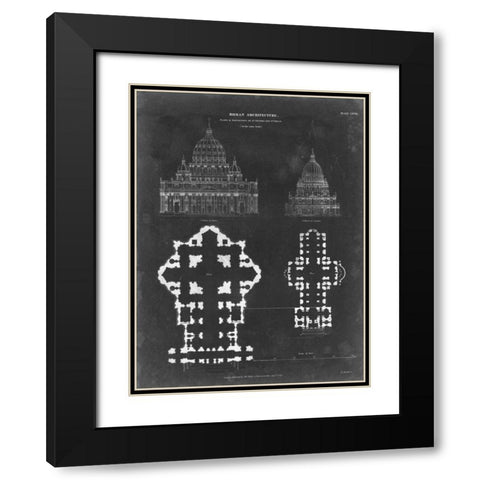 Plan and Elevation for St. Peters and St. Pauls Black Modern Wood Framed Art Print with Double Matting by Vision Studio