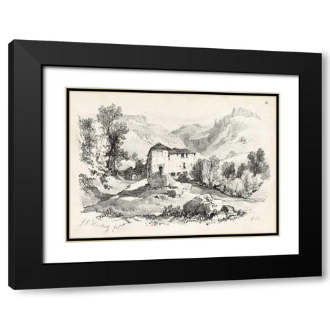 Idyllic Landscape IV Black Modern Wood Framed Art Print with Double Matting by Harding, J.D.