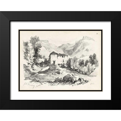 Idyllic Landscape IV Black Modern Wood Framed Art Print with Double Matting by Harding, J.D.
