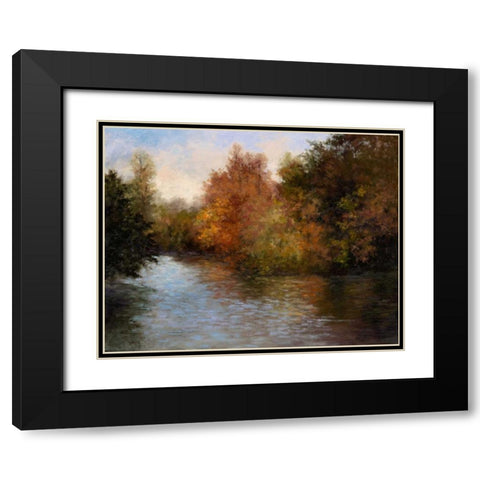 A Light on the Lake Black Modern Wood Framed Art Print with Double Matting by Weber, Mary Jean
