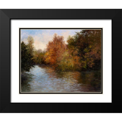 A Light on the Lake Black Modern Wood Framed Art Print with Double Matting by Weber, Mary Jean