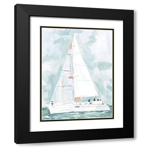 Soft Sailboat II Black Modern Wood Framed Art Print with Double Matting by Scarvey, Emma