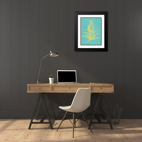 Pineapple Frais II Black Modern Wood Framed Art Print with Double Matting by Vision Studio