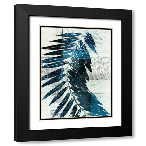 Palm Indigo I Black Modern Wood Framed Art Print with Double Matting by Butler, John