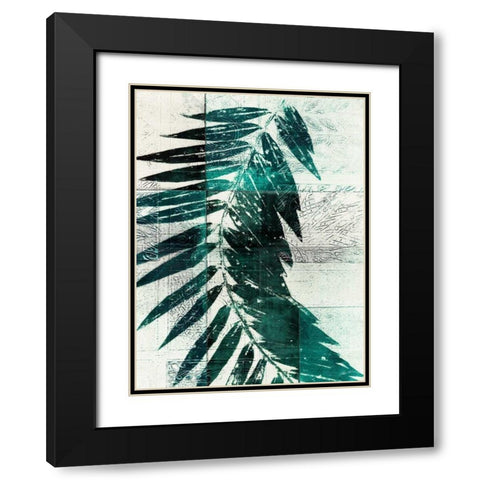 Palm Aqua I Black Modern Wood Framed Art Print with Double Matting by Butler, John