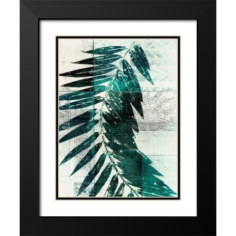 Palm Aqua I Black Modern Wood Framed Art Print with Double Matting by Butler, John