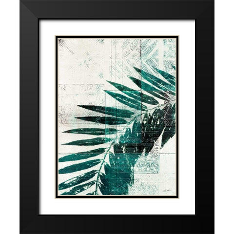 Palm Aqua II Black Modern Wood Framed Art Print with Double Matting by Butler, John
