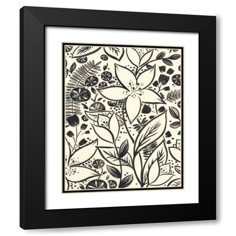 Brushstroke Blossoms I Black Modern Wood Framed Art Print with Double Matting by Vess, June Erica