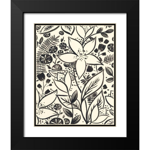 Brushstroke Blossoms I Black Modern Wood Framed Art Print with Double Matting by Vess, June Erica