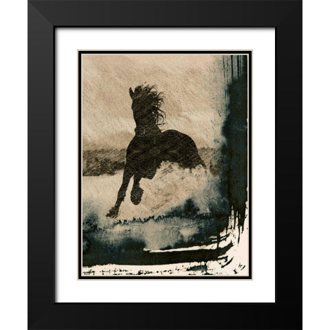 Running Horse III Black Modern Wood Framed Art Print with Double Matting by Orlov, Irena