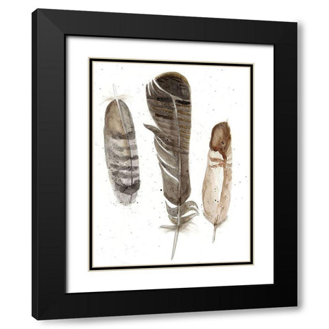 Custom Earthtone Feathers I (ASH) Black Modern Wood Framed Art Print with Double Matting by Ludwig, Alicia