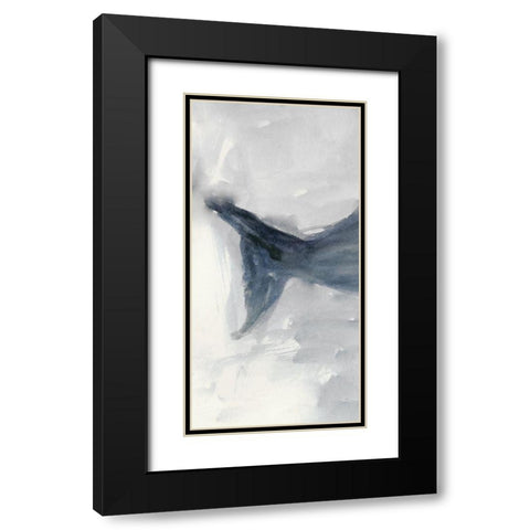 Blue Whale Triptych I Black Modern Wood Framed Art Print with Double Matting by Stellar Design Studio