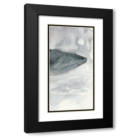 Blue Whale Triptych III Black Modern Wood Framed Art Print with Double Matting by Stellar Design Studio