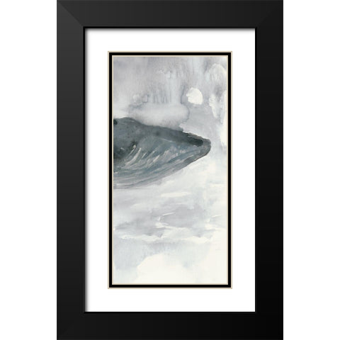 Blue Whale Triptych III Black Modern Wood Framed Art Print with Double Matting by Stellar Design Studio