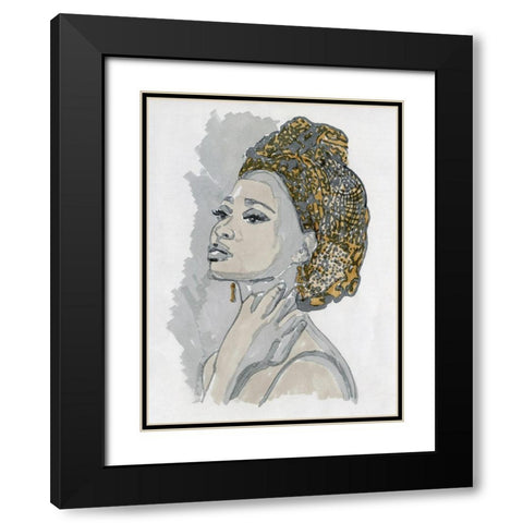 Hidaya II Black Modern Wood Framed Art Print with Double Matting by Stellar Design Studio