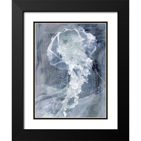 Indigo Jellyfish I Black Modern Wood Framed Art Print with Double Matting by Stellar Design Studio