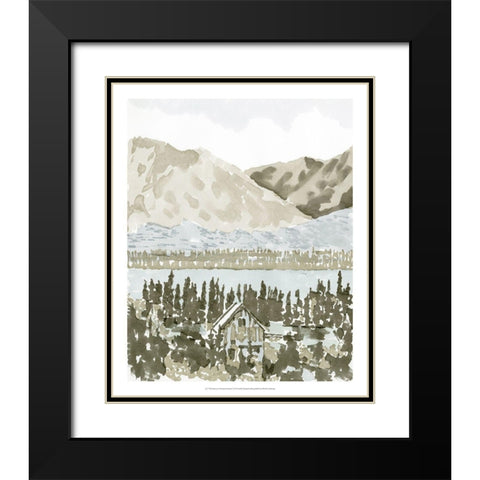 Watercolor Mountain Retreat I Black Modern Wood Framed Art Print with Double Matting by Stellar Design Studio