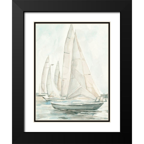 Soft Sail II Black Modern Wood Framed Art Print with Double Matting by Scarvey, Emma