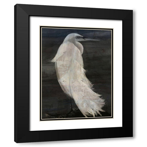 Textured Egret II Black Modern Wood Framed Art Print with Double Matting by Stellar Design Studio