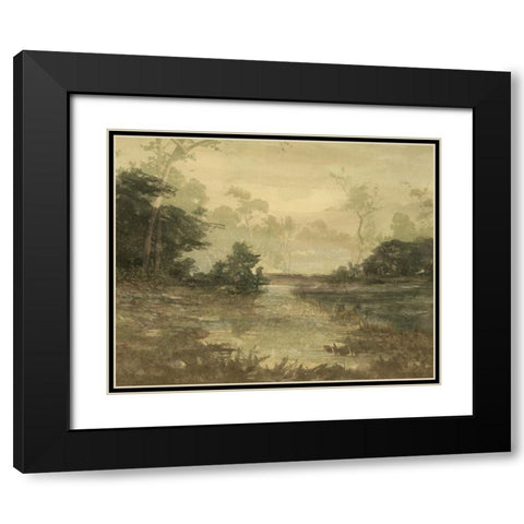 Sunset Pond II Black Modern Wood Framed Art Print with Double Matting by Stellar Design Studio