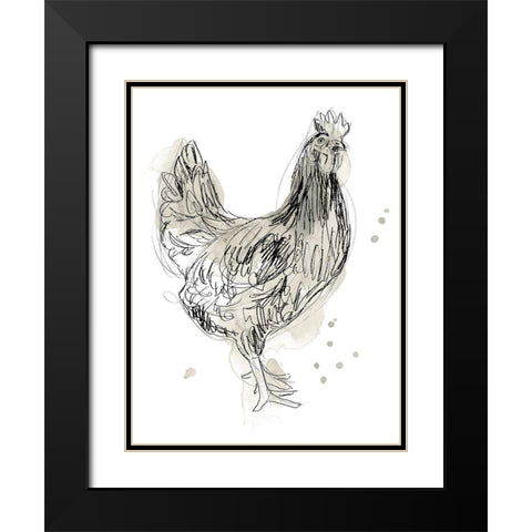 Feathered Fowl I Black Modern Wood Framed Art Print with Double Matting by Vess, June Erica