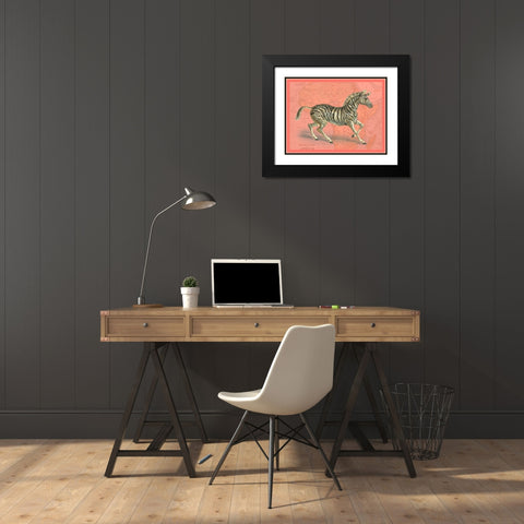 African Animals on Coral III Black Modern Wood Framed Art Print with Double Matting by Studio W