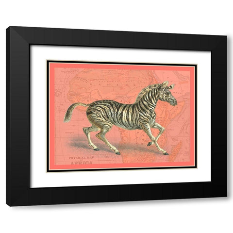 African Animals on Coral III Black Modern Wood Framed Art Print with Double Matting by Studio W