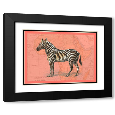 African Animals on Coral IV Black Modern Wood Framed Art Print with Double Matting by Studio W
