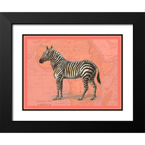 African Animals on Coral IV Black Modern Wood Framed Art Print with Double Matting by Studio W