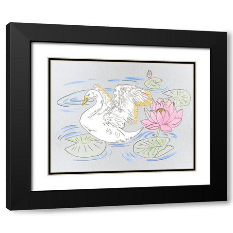 Swan Lake Song I Black Modern Wood Framed Art Print with Double Matting by Wang, Melissa