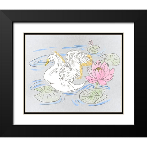 Swan Lake Song I Black Modern Wood Framed Art Print with Double Matting by Wang, Melissa