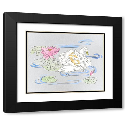 Swan Lake Song II Black Modern Wood Framed Art Print with Double Matting by Wang, Melissa