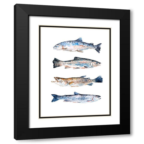 Stacked Trout II Black Modern Wood Framed Art Print with Double Matting by Scarvey, Emma