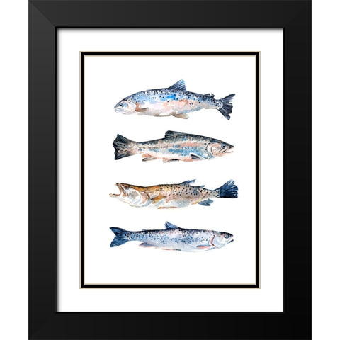 Stacked Trout II Black Modern Wood Framed Art Print with Double Matting by Scarvey, Emma
