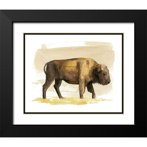 Bison Watercolor Sketch I Black Modern Wood Framed Art Print with Double Matting by Popp, Grace
