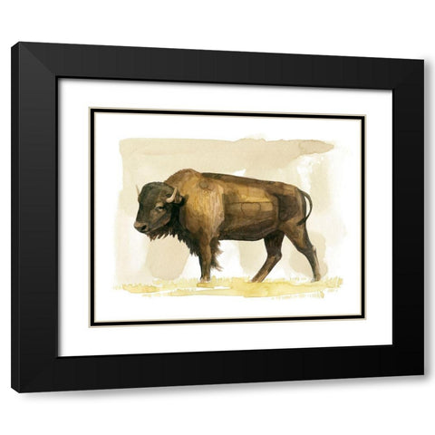Bison Watercolor Sketch II Black Modern Wood Framed Art Print with Double Matting by Popp, Grace