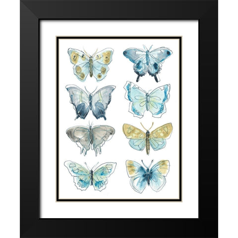 Butterfly Blues I Black Modern Wood Framed Art Print with Double Matting by Vess, June Erica